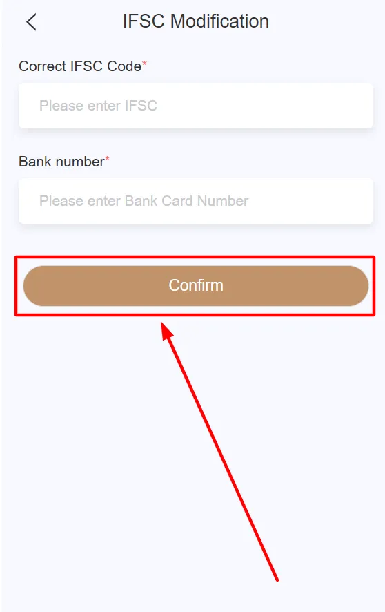 Verify the details and press Confirm to start processing the request